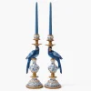 Blue Parrot Candle Holder (Pair)
