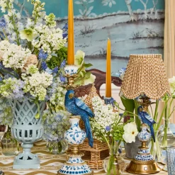 Blue Parrot Candle Holder (Pair)