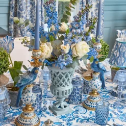Blue Parrot Candle Holder (Pair)