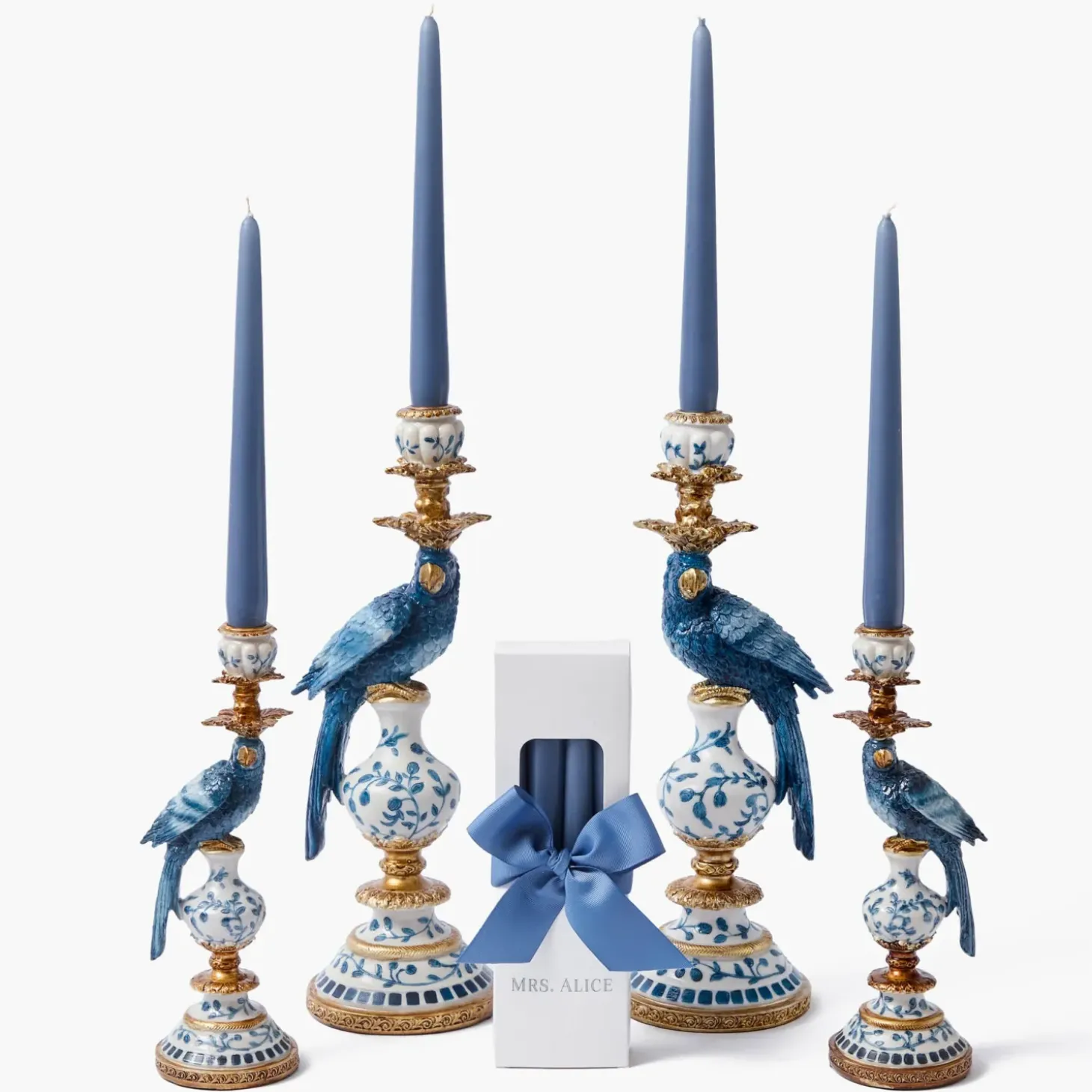 Blue Parrot Candle Set (Dusty Blue)