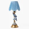 Blue Parrot Rechargeable Lamp with Blue Lotus Deep Scallop Shade (18cm)