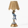Blue Parrot Rechargeable Lamp with Caramel Lotus Deep Scalloped Shade (18cm)
