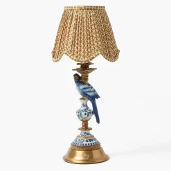 Blue Parrot Rechargeable Lamp with Caramel Lotus Deep Scalloped Shade (18cm)
