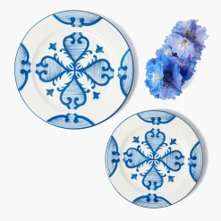 Blue Quatrefoil Starter Plate
