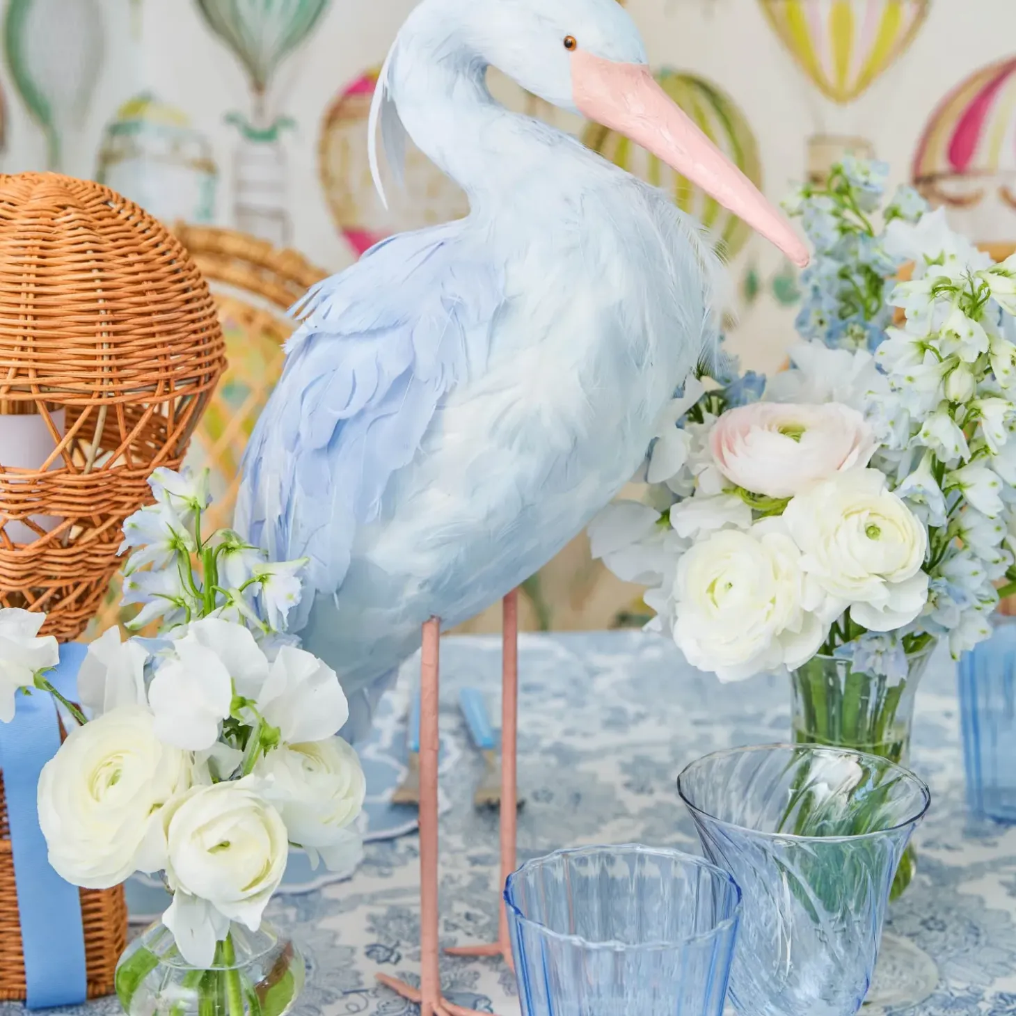 Blue Saskia Stork (Pair) - 44cm