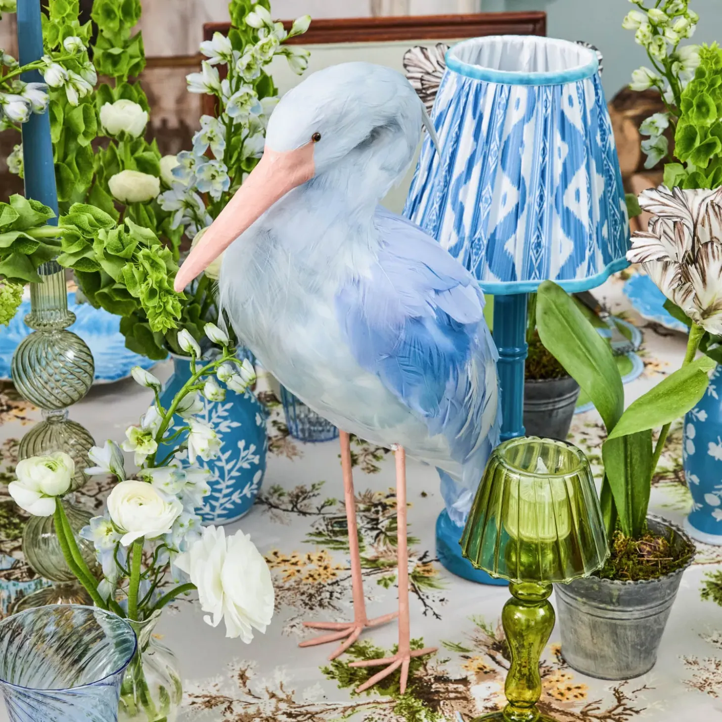 Blue Saskia Stork (Pair) - 44cm