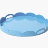 Blue Scalloped Lacquer Round Tray