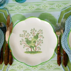 Blue Scalloped Rattan Charger Plates (Set of 4)