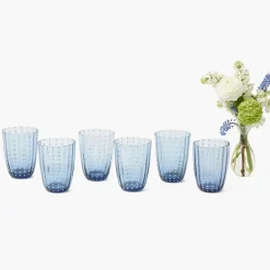Blue Speckle Water Glasses (Set of 6)