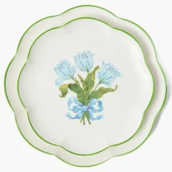 Blue Tulip Dinner & Starter Plates (Set of 8)