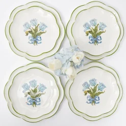 Blue Tulip Dinner & Starter Plates (Set of 8)