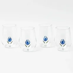 Blue Tulip Glasses (Set of 4)