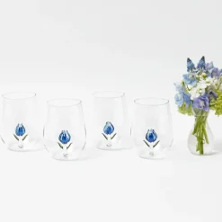 Blue Tulip Glasses (Set of 4)