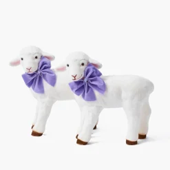 Bo Peep Lambs with Purple Bows (Pair)