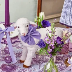 Bo Peep Lambs with Purple Bows (Pair)