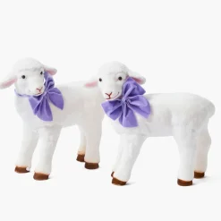 Bo Peep Lambs with Purple Bows (Pair)