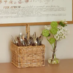 Braided Rattan Cutlery Basket