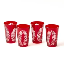 Brigitte Red Garland Engraved Glassware (Set of 8)