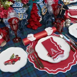 Brigitte Red Garland Engraved Water Glass (Set of 4)