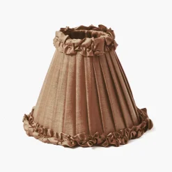 Brown Frilled Silk Lampshade (18cm)