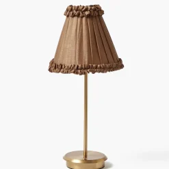 Brown Frilled Silk Lampshade (18cm)