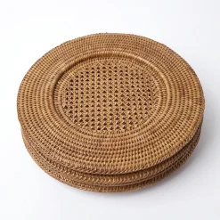 Brown Rattan Charger Plates (Set of 4)