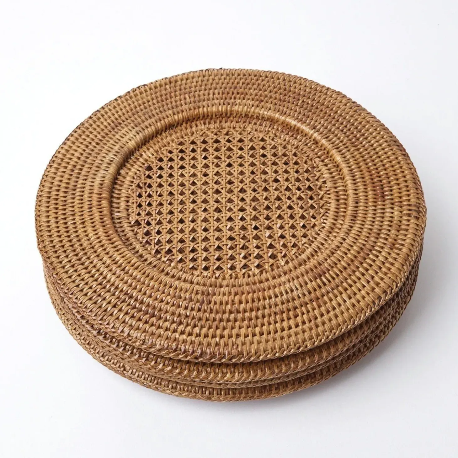 Brown Rattan Charger Plates (Set of 4)