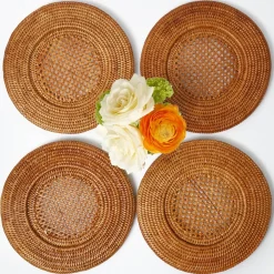 Brown Rattan Charger Plates (Set of 4)