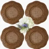 Brown Scalloped Rattan Charger Plates (Set of 4)