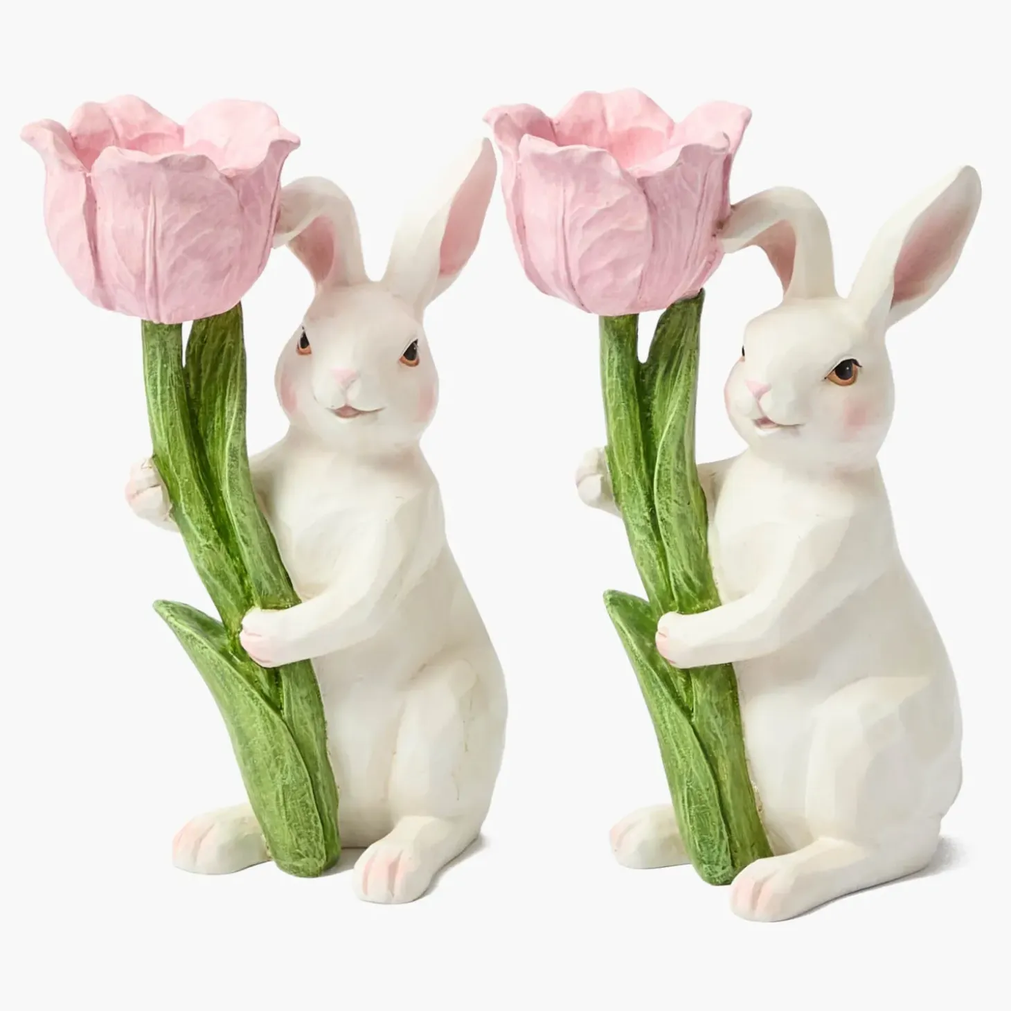 Bunny with Pink Tulip (Pair)