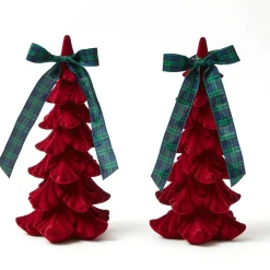 Burgundy Flocked Fir Tree (Pair)