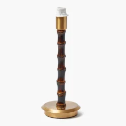 Burnt Bamboo Rechargeable Lamp with Olive Lotus Shade (18cm)