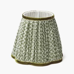 Burnt Bamboo Rechargeable Lamp with Olive Lotus Shade (18cm)