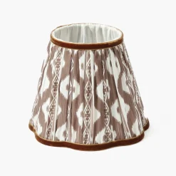 Burnt Bamboo Rechargeable Lamp with Chocolate Ikat Shade (18cm)