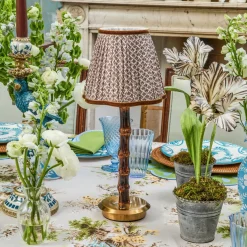 Burnt Bamboo Rechargeable Lamp with Chocolate Lotus Shade (18cm)