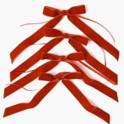 Burnt Orange Velvet Bows (Set of 4) - 20cm