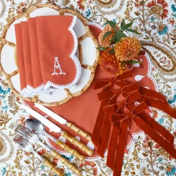 Burnt Orange Velvet Bows (Set of 4) - 20cm