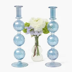 Camille Azure Candle Holder (Pair)