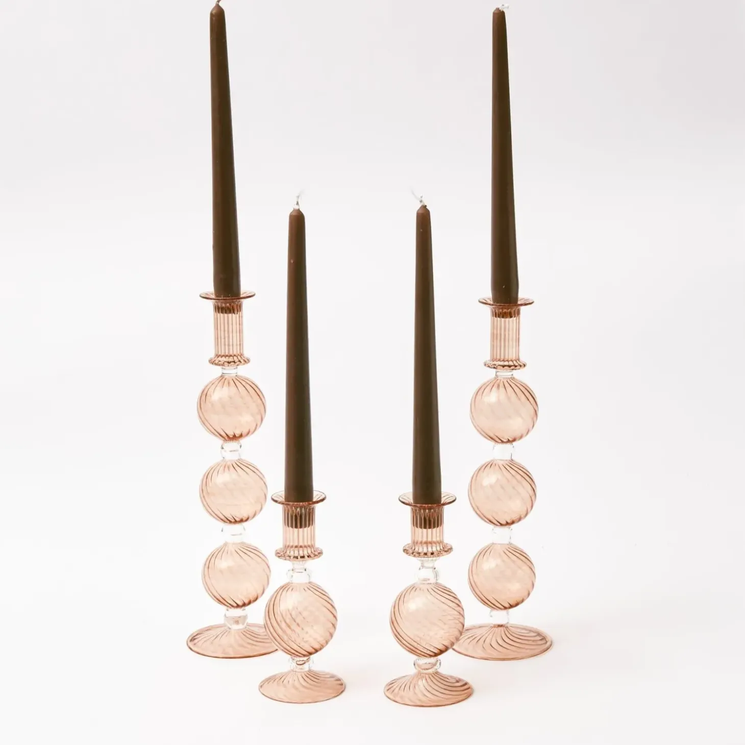 Camille Chestnut Candle Holders (Pair)