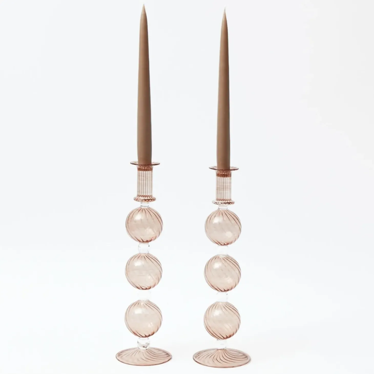 Camille Chestnut Candle Holders (Pair)