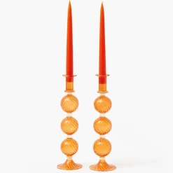 Camille Orange Candle Holder (Pair)