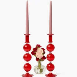 Camille Red Candle Holder (Pair)