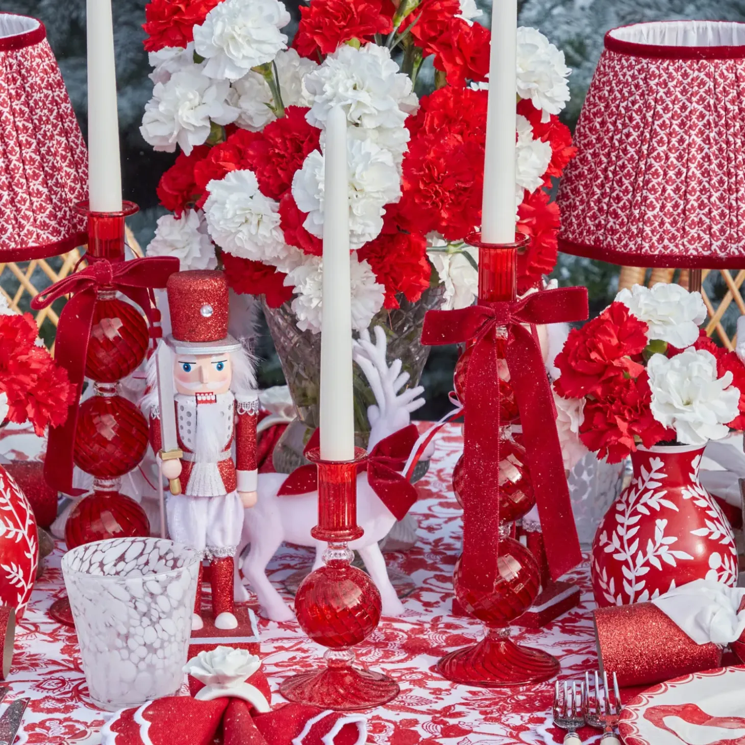 Camille Red Ribboned Candlescape