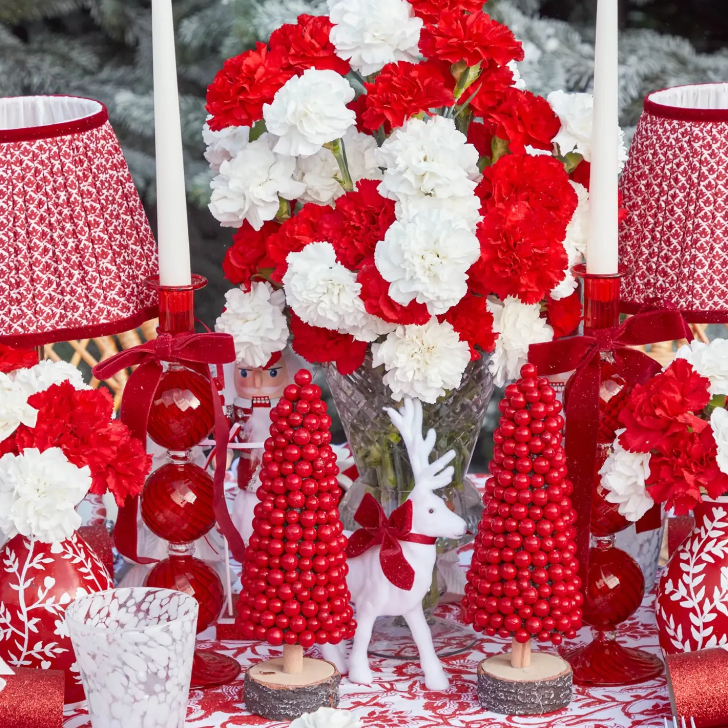 Camille Red Ribboned Candlescape