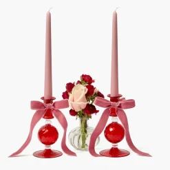 Camille Red Ribboned Candle Set (Pink)