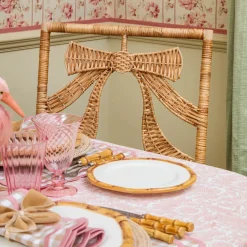 Celine Bow Rattan Chair with Putty Ikat Cushion