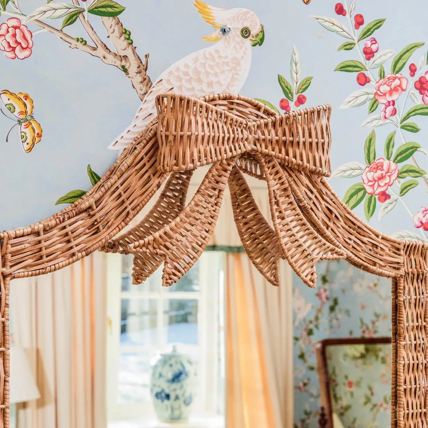Celine Bow Rattan Mirror