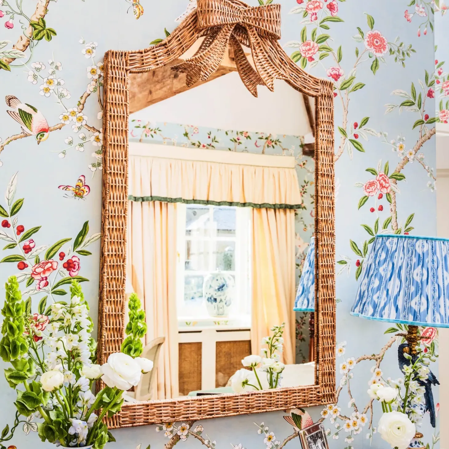 Celine Bow Rattan Mirror