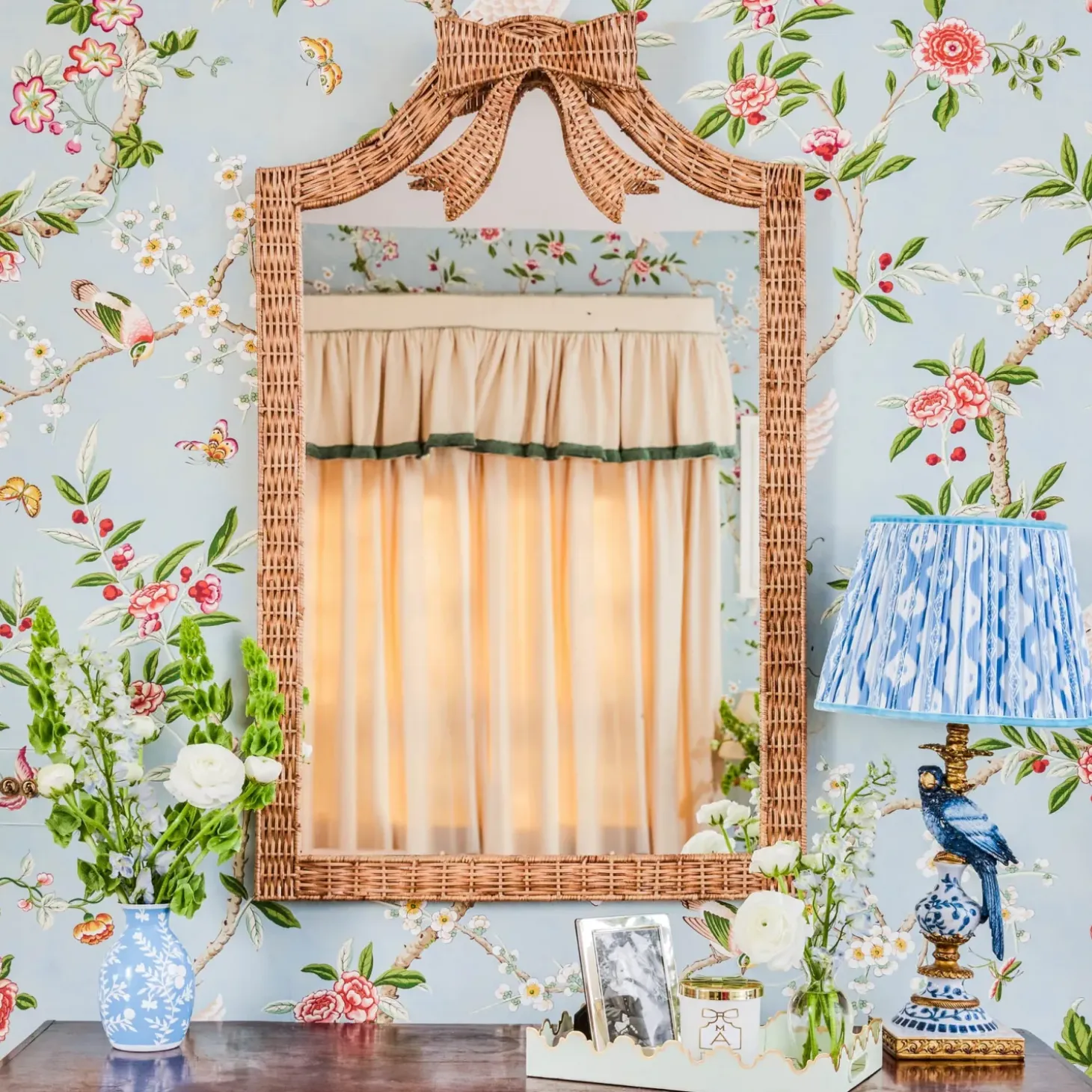 Celine Bow Rattan Mirror