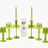 Celine Green Glass Bow Candlescape (Gold)